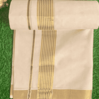 Cotton Bleech - Fancy – Gold Border with Black Linings Dhoti