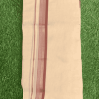 Cotton Grey – Silver Linings with Maroon Border Dhoti