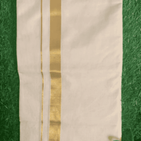 Cotton Grey – 1 Inch Gold Border Dhoti