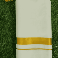 Cotton Bleech – 1 Inch Gold Border Dhoti