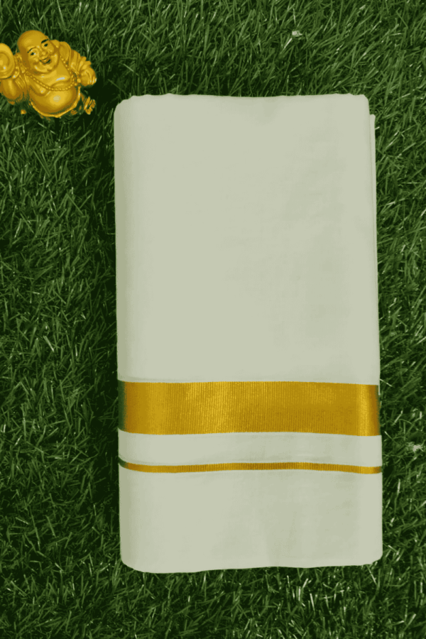 Cotton Bleech – 1 Inch Gold Border Dhoti