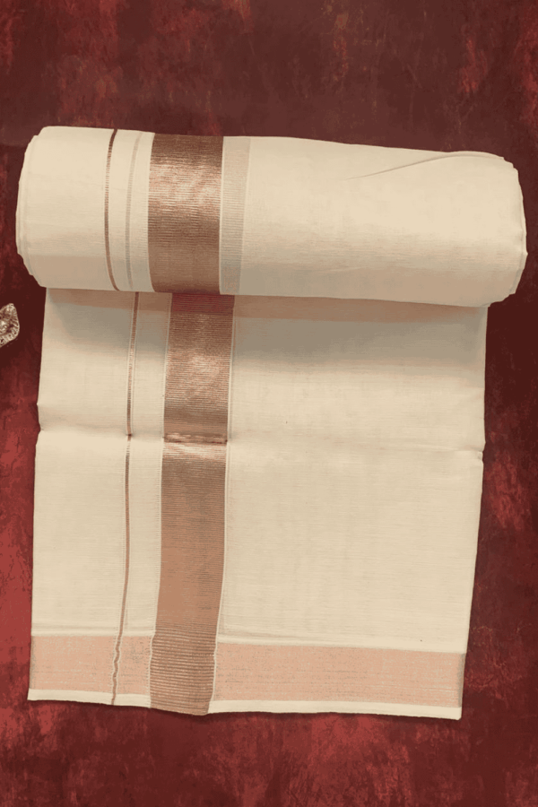 Cotton Grey – 1 ½ Inch Copper Border Dhoti