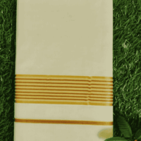 Cotton Grey – Fancy – Gold Border with Red Linings Dhoti