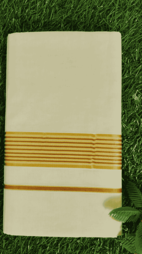 Cotton Grey – Fancy – Gold Border with Red Linings Dhoti