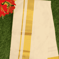 Cotton Bleech - Fancy – Gold Border with Gold Linings Dhoti