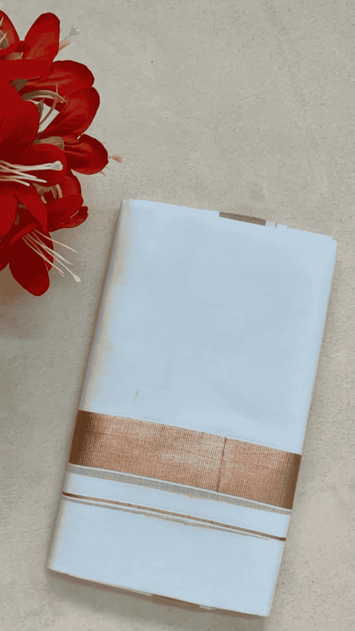 Cotton Bleech – 1 ½ Inch Copper Border Dhoti