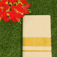 Cotton Bleech - Fancy – Gold Border with Gold Linings Dhoti