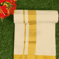 Cotton Bleech - Fancy – Gold Border with Gold Linings Dhoti