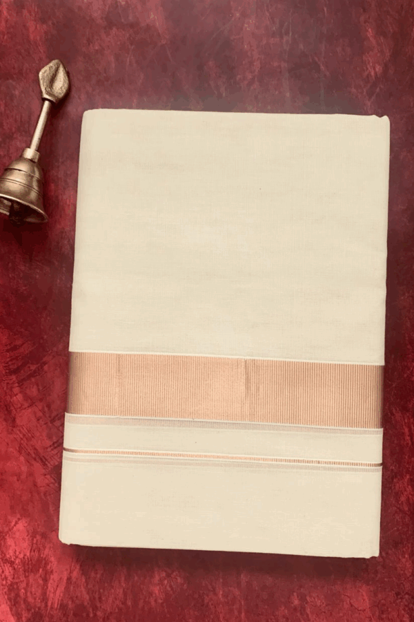 Cotton Grey – 1 ½ Inch Copper Border Dhoti