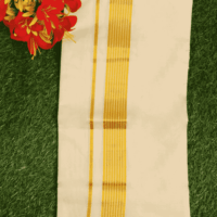 Cotton Bleech - Fancy – Gold Border with Gold Linings Dhoti