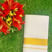 Cotton Bleech – 1 ½ Inch Gold Border Dhoti