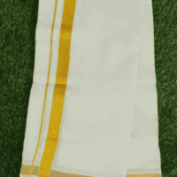 Cotton Bleech – 1 Inch Gold Border Dhoti