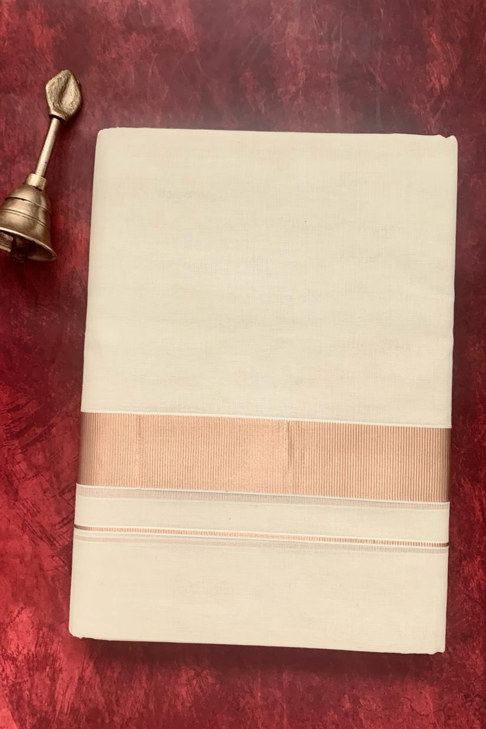 Cotton Grey – 1 ½ Inch Copper Border Dhoti